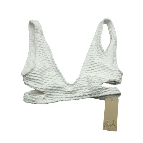 Ris-k Womens Journey Swim Bikini Top White Lattice XS