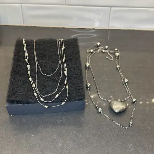 Fashion Jewelry Bundle/ 3 Silver Tone Necklaces Silver
