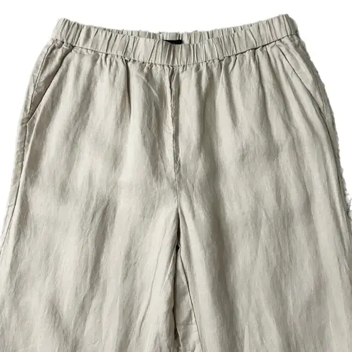 Quince NEW 100% European Linen Elastic Waist Wide Leg Pants Driftwood Size Large