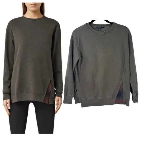 AllSaints All Saints Solo Check Sweatshirt Crewneck Flannel Green Women's Small