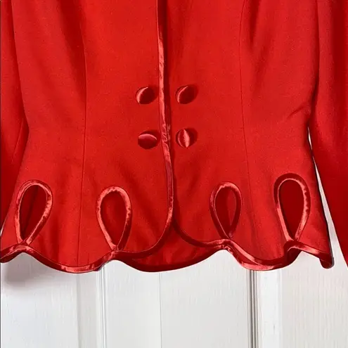 80s VINTAGE RIMINI RED CUT OUT BLAZER BLOUSE TOP Size M