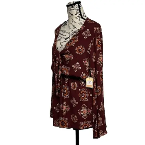 Taylor & Sage Paisley Romper Tie Front Boho Hippie Festival Medallion S