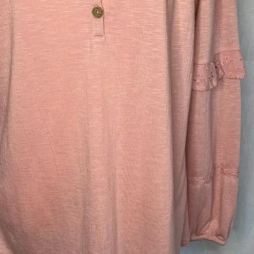 Matilda Jane  Heart to Heart Possibilities Pink Knit Shirt Lace Eyelet Size Small