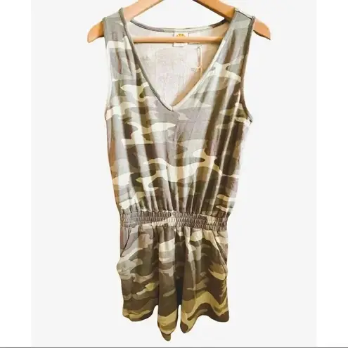 C&C California NWT C& C Green Camo Womens Smocked Romper SZ S