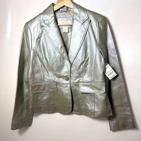 Worthington Blazer Leather Sage Pearl Casual Y2K Career Office M Green Size M