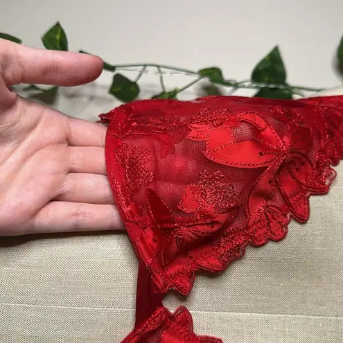 Victoria's Secret Victoria’s Secret Red Mesh Lacey See Through Low Cut Demi Bralette