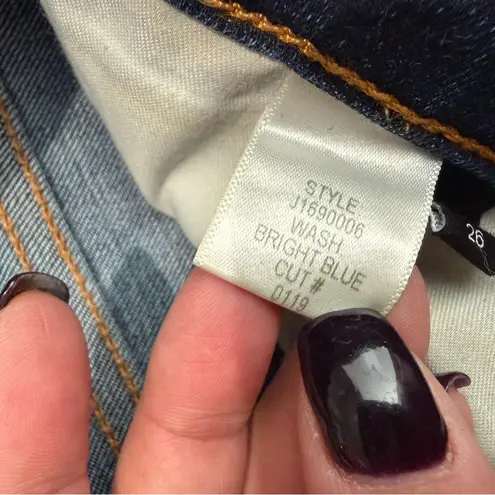 Veronica Beard Debbie 10" Skinny Exposed Button Fly Blue Size 26 Raw Hem