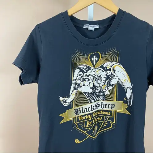 Port Authority  Medium Black Sheep Harley Davidson For Christ Graphic Tee