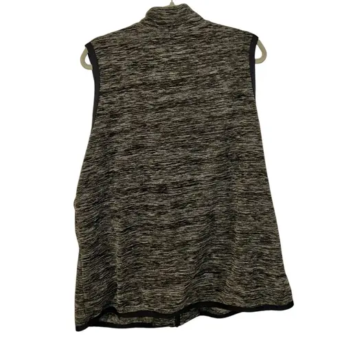 Woman Within Gray & Black Fleece Design Vest Zip Up Jacket Women’s Size XL Coat Warm Style!