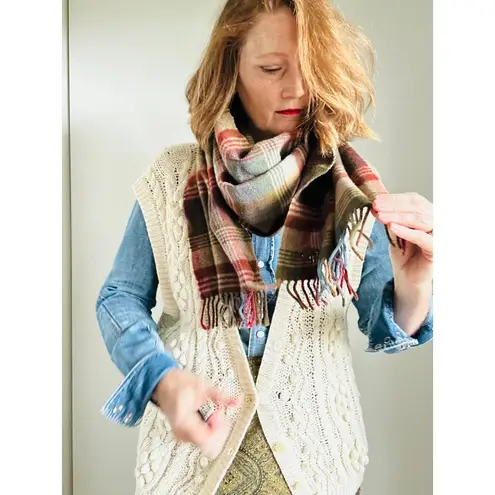 VTG Cableknit Sweater Vest Cream Size Medium Classic Fisherman Knit Fall Staple