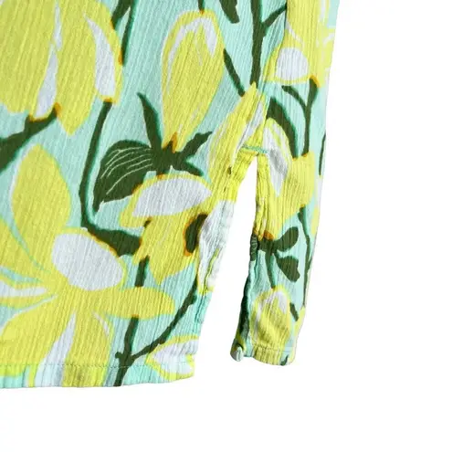 J.Crew Floral Print Swim Cover Up Tunic Top‎ Cotton Yellow Green, XS