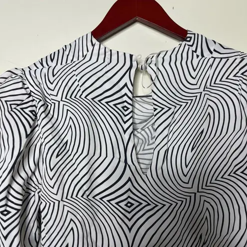 De La Vali Black White Trippy Bluemoon Top Blouse sz UK 10 US 6