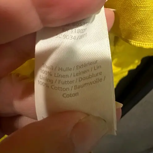 Boden Mustard Ruffle Hem Linen Faux Wrap Skirt Size 8 Preppy Classic Coastal Yellow