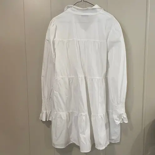 WAYF White Tiered Mini Dress XL | Long Sleeve Babydoll Dress Women’s Flowy Tunic