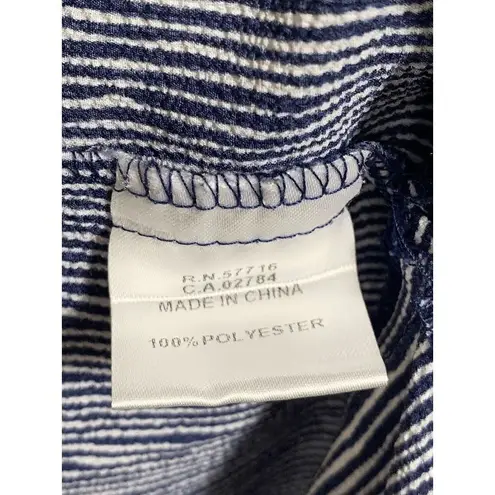 Papillon Women's Striped Lace-up Front Long Shirt Navy Size Large