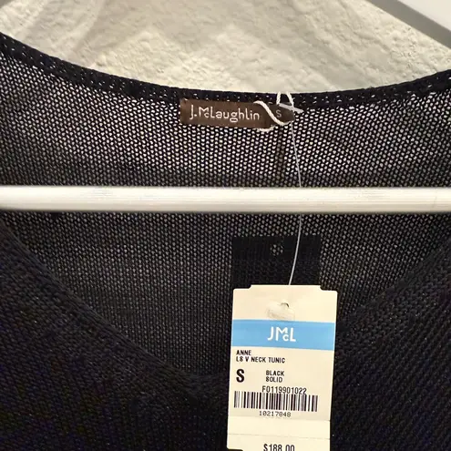 J. McLaughlin Anne Long Sleeve V-Neck Tunic Black Cover Up NWT $188 MSRP