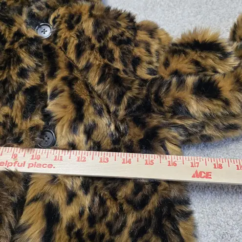 JCrew Faux Fur Leopard Print Coat G9553 XXS Winter Spotted Mobwife EUC Brown