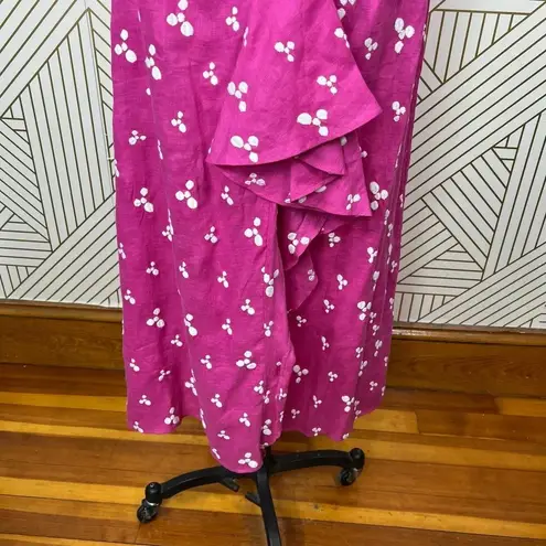 All Things Mochi Ola Maxi Skirt Embroidered Ruffle Floral Pink Size Medium