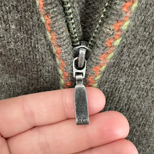 Field Gear Woman Forest Green Wool Hooded Vest 1X Zip Up Sweater Cottagecore Brown