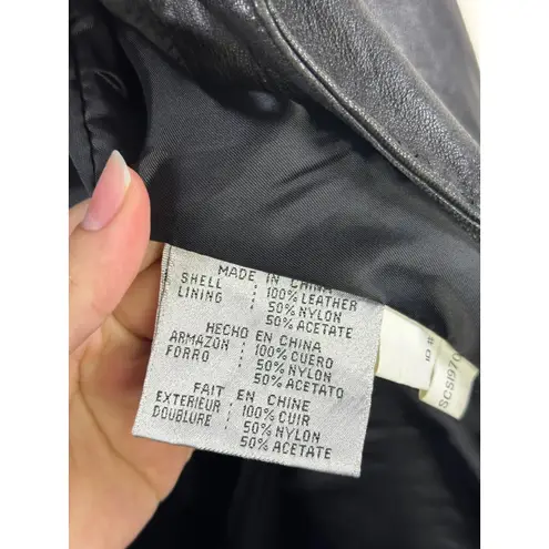 Siena Studio Vintage Genuine Leather Button Front Jacket Size 6 Black