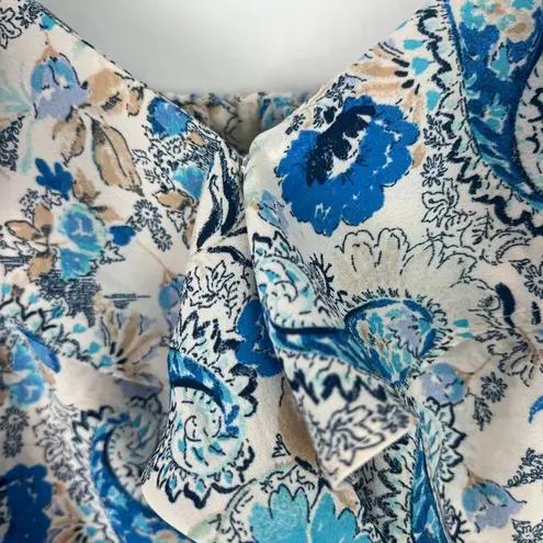 Nine Britton NWT Stitch Fix  Floral Paisley Ruffle Strap Top Blue Size Medium M