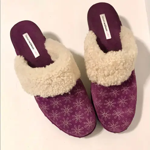 Isaac Mizrahi Oak Purple Suede Shearling Mule