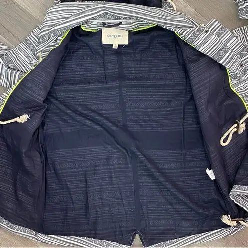 Thread & Supply Aztec Print Canvas Hooded Utility Jacket Black White Small White