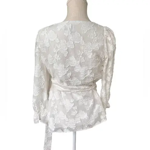 Tanya Taylor  Kaylee Jacquard Tie-Waist Top White 4