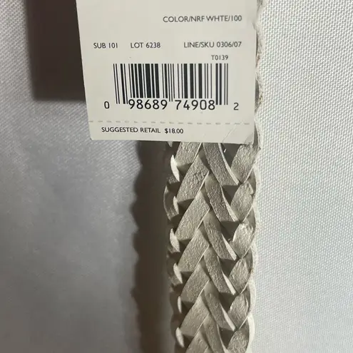 Crazy Horse Liz Claiborne White Braided Leather Belt Brass Buckle Size M NWT Size M