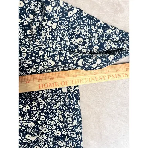 Pact Womens Pop Over Organic Cotton Top Blue White Size Small Floral Romantic