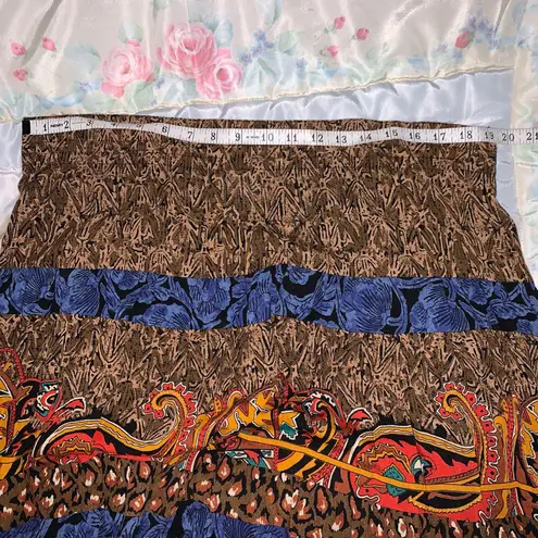 carole little Vintage tiered maxi skirt paisley mixed print size boho, waist 38"