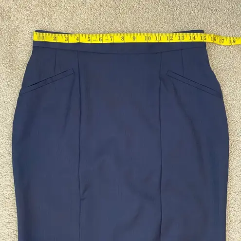 Hugo Boss BOSS by Wool Pencil Skirt Womens Size 8 Navy Blue Corpcore Work