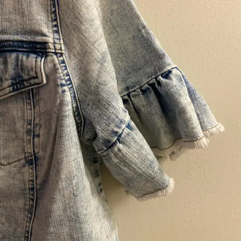 C Wonder Christian Siriano Womens Denim Button Down Shirt L Acid Wash Light Blue Size L