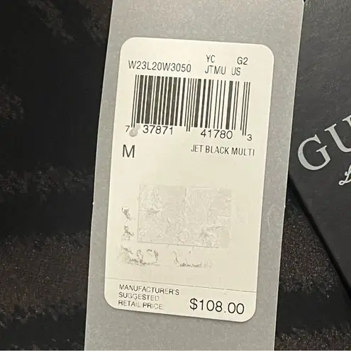 Guess NWT  Jet Black Multi Tribal Print Waterfall Silky Shawl Cardigan Medium