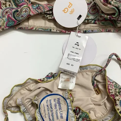 PilyQ New. PQ shimmer paisley bikini. D-cup/L-bottom. Retails $152