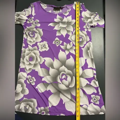 Bob Mackie Wearable Art Purple Gray Floral Tunic Sz XS