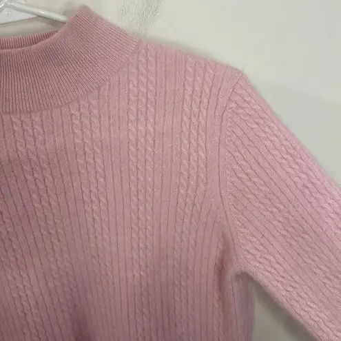 Investments Vintage powder pink cashmere cable knit turtleneck sweater size S