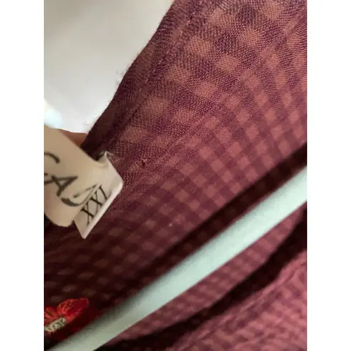 Wulucad Floral Embroidered Maxi Dress Cottagecore Spring Summer Cotton Linen Y2K Brown Size L