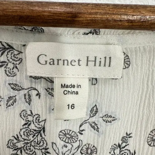 Garnet Hill Floral Print Silk Sleeveless Tank Top Blouse White Yellow Size 16