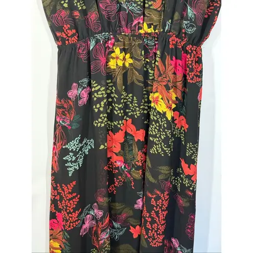 Lavand. Women's floral sheer overlay maxi tank dress size medium Red