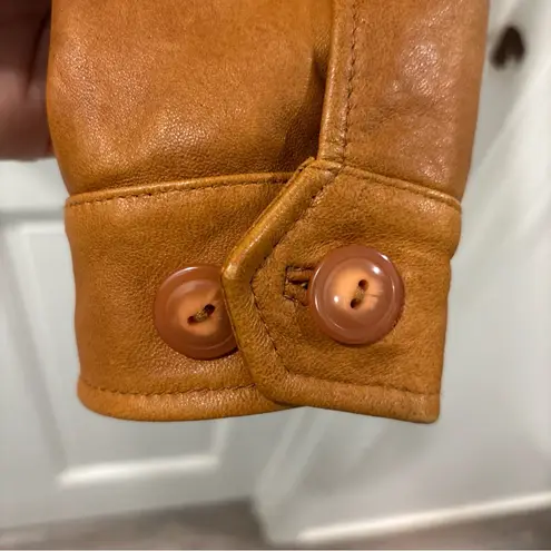 George Designs By Mark Eisen Women’s Leather Jacket Size L Camel Brown Moto Zip Size L