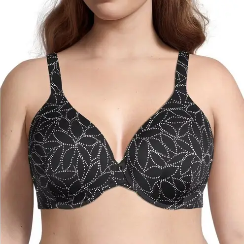 Ambrielle Everyday Full Coverage Bra 44DD Black White Floral Comfy Soft Size undefined