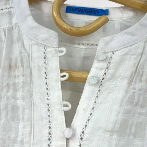 J. McLaughlin | S | Blouse Top Women's White Semi Sheer Flowey Women's