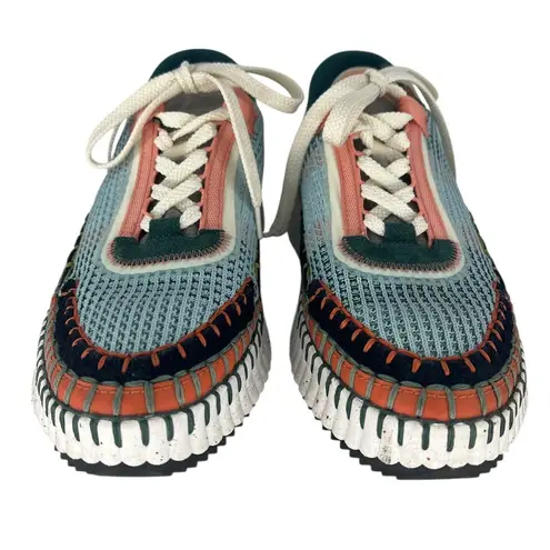 Chloé Chloe Nama Flower Green Mesh Platform Sneaker 51MM