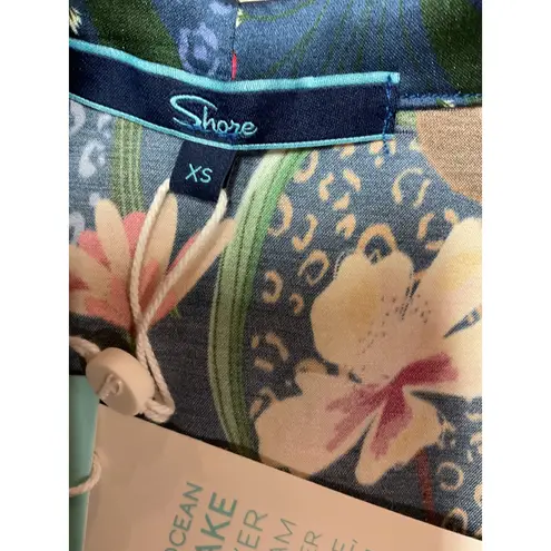 Shore Women's Oceansides Floral Drape Tank Size XS NWT Jewel Tone Dark Blue