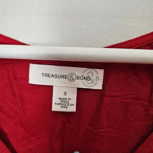 Treasure & Bond Dress Long Sleeve Red V-Neck Viscose Casual Solid Neutral