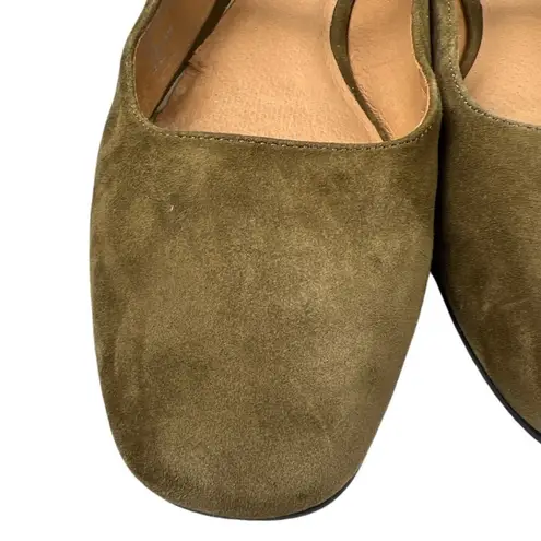 Madewell The Greta Ballet Flat Mule in Spiced Olive Suede Green Size 9.5