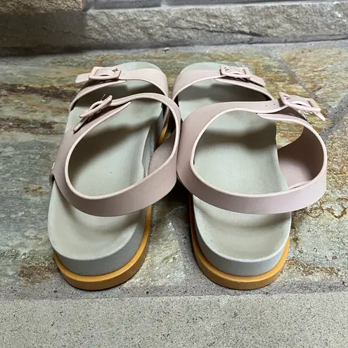 Melissa WIDE PLATFORM BUCKLED SANDALS IN BEIGE/PINK 9 Y2K