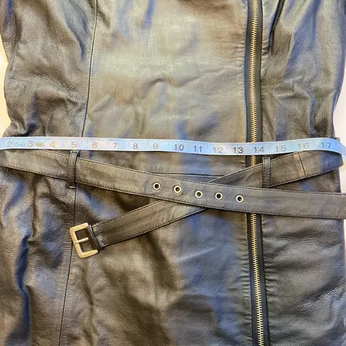 Newport News Women's 90s leather black trenchcoat size 6