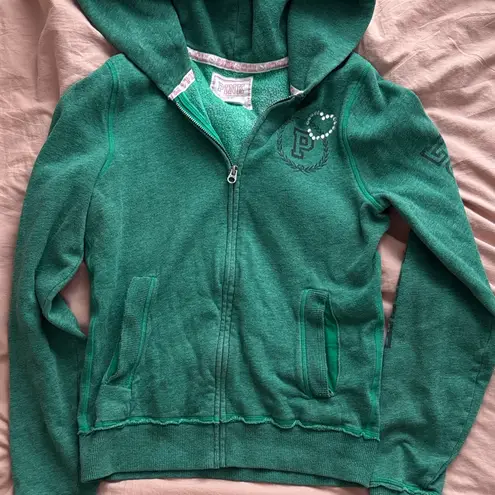 PINK - Victoria's Secret y2k  Emerald Hoodie “GO SPARTANS” Small